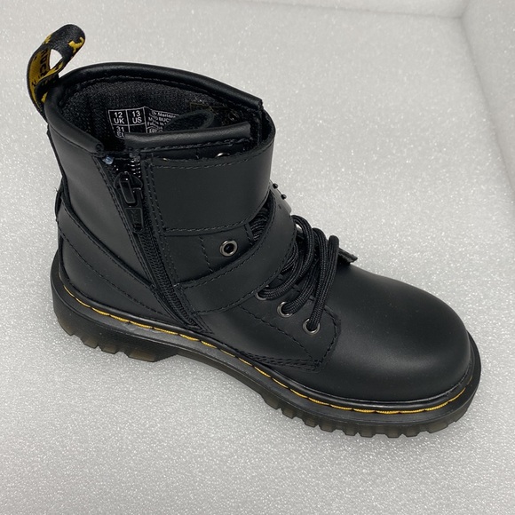Dr. Martens Kids Combat Boot 1460 Junior Buckle J Black US13 - Picture 4 of 7